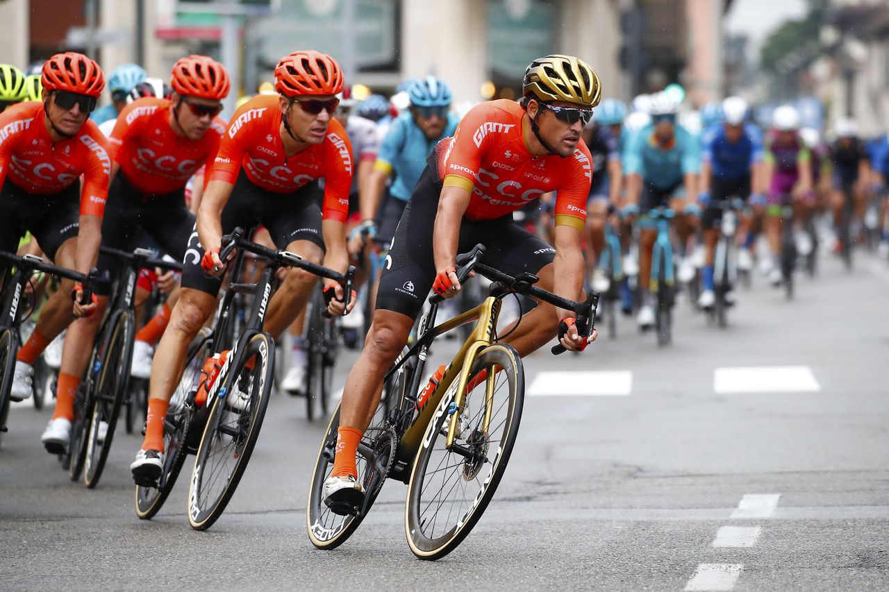 Greg Van Avermaet (CCC Team) leads the peloton
