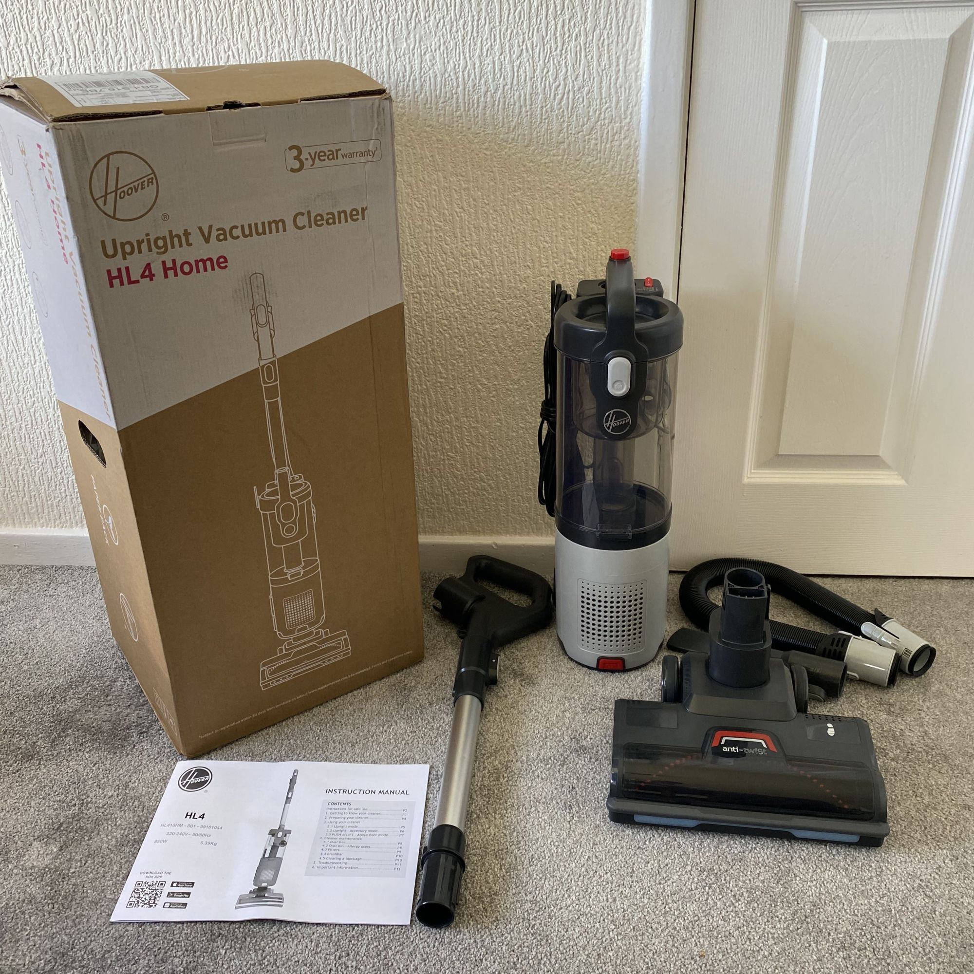 Hoover HL4 Upright Vacuum Cleaner components out of box