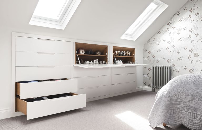13 Loft And Attic Storage Ideas Real Homes Drawers And Shoe Cupboards In Loft Storage Bedroom