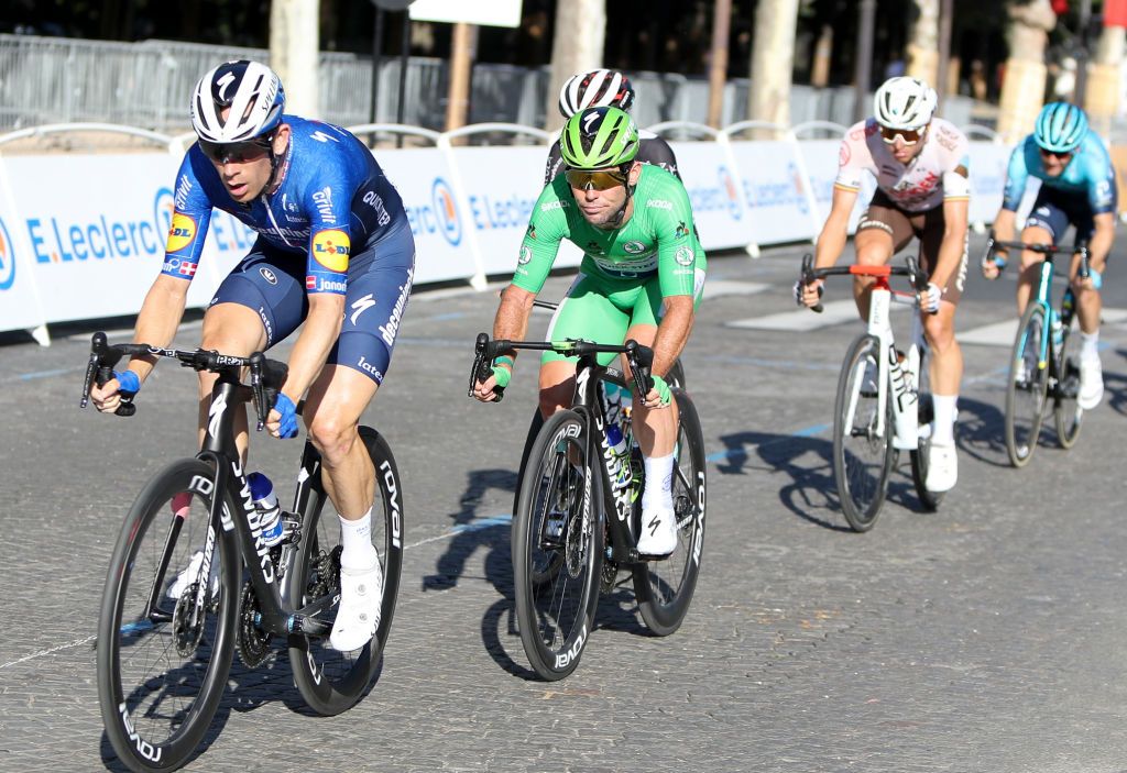 Michael Mørkøv leads out Mark Cavendish for Deceuinck-QuickStep at the 2021 Tour de France