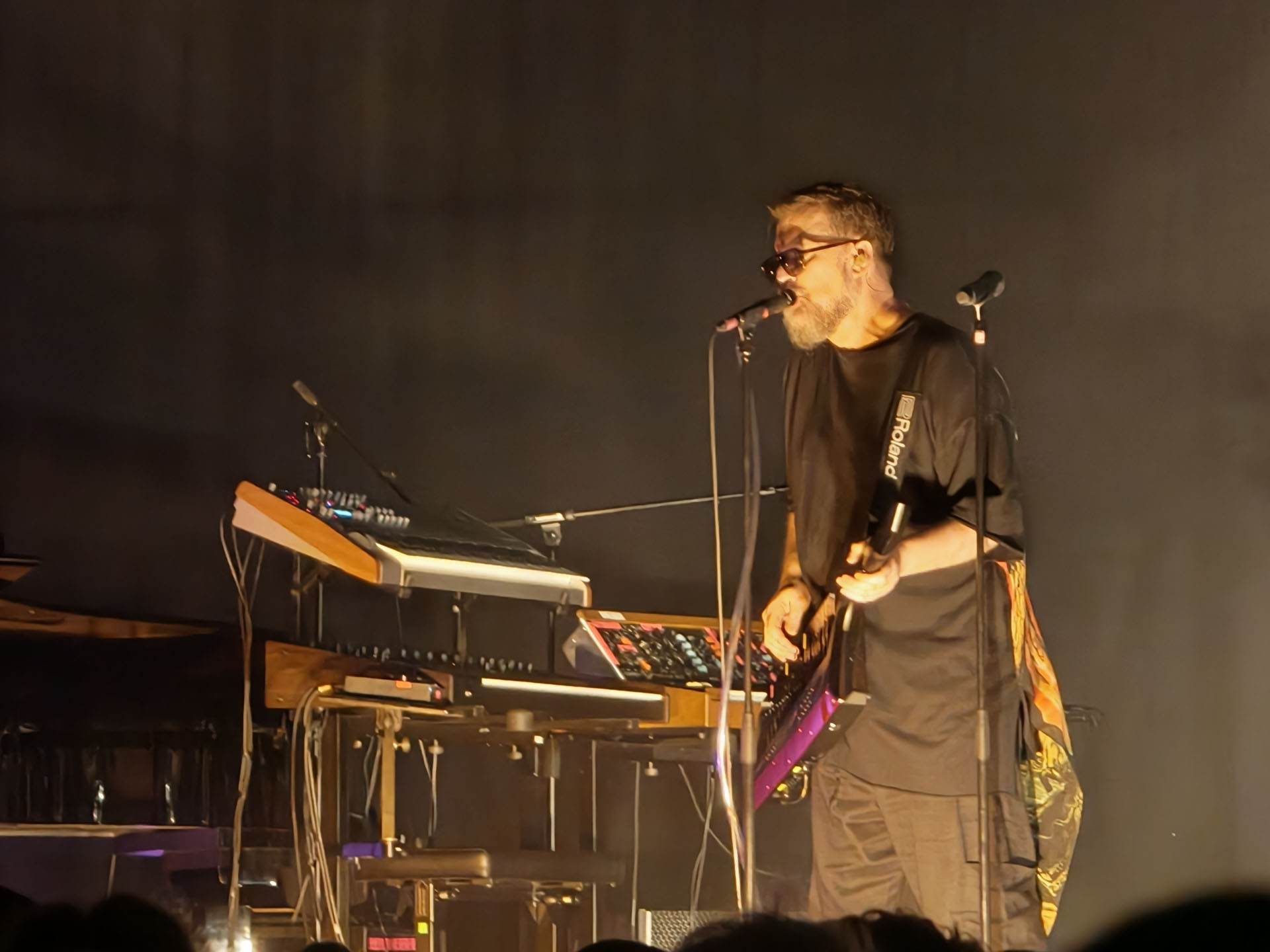A photo of John Grant playing live.
