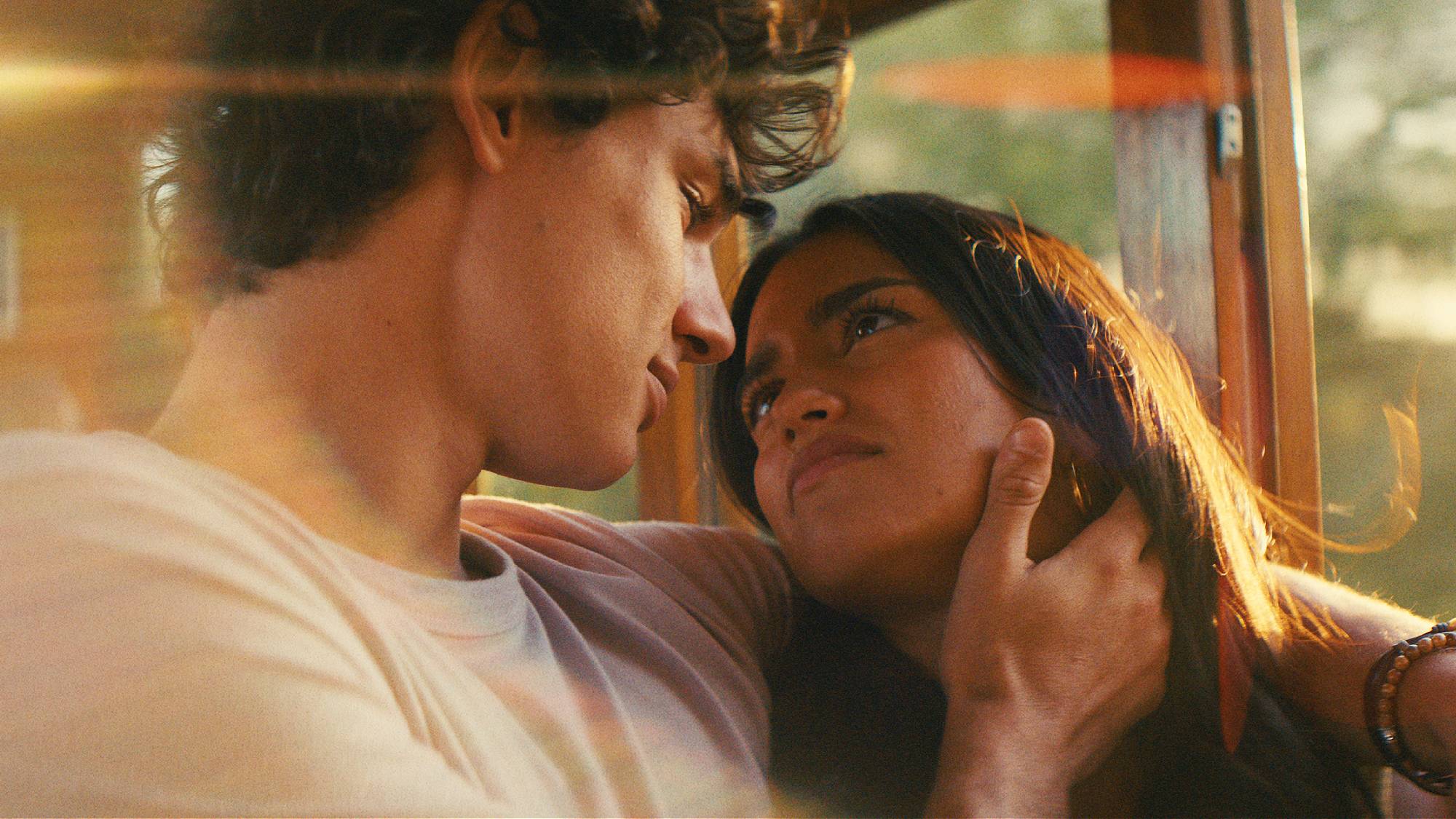 Fernando Lindez (Julian) and Maia Reficco (Ry) in "The Last Sunrise" on Prime Video