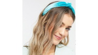 ASOS Design Knot Headband In Turquoise Blue Velvet, $11.50 [£8]