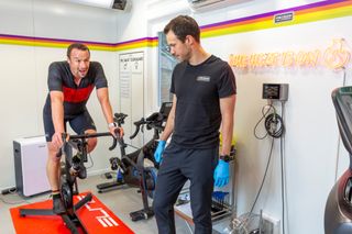 Steve Shrubsall at the Precision Hydration lab taking a lactate test