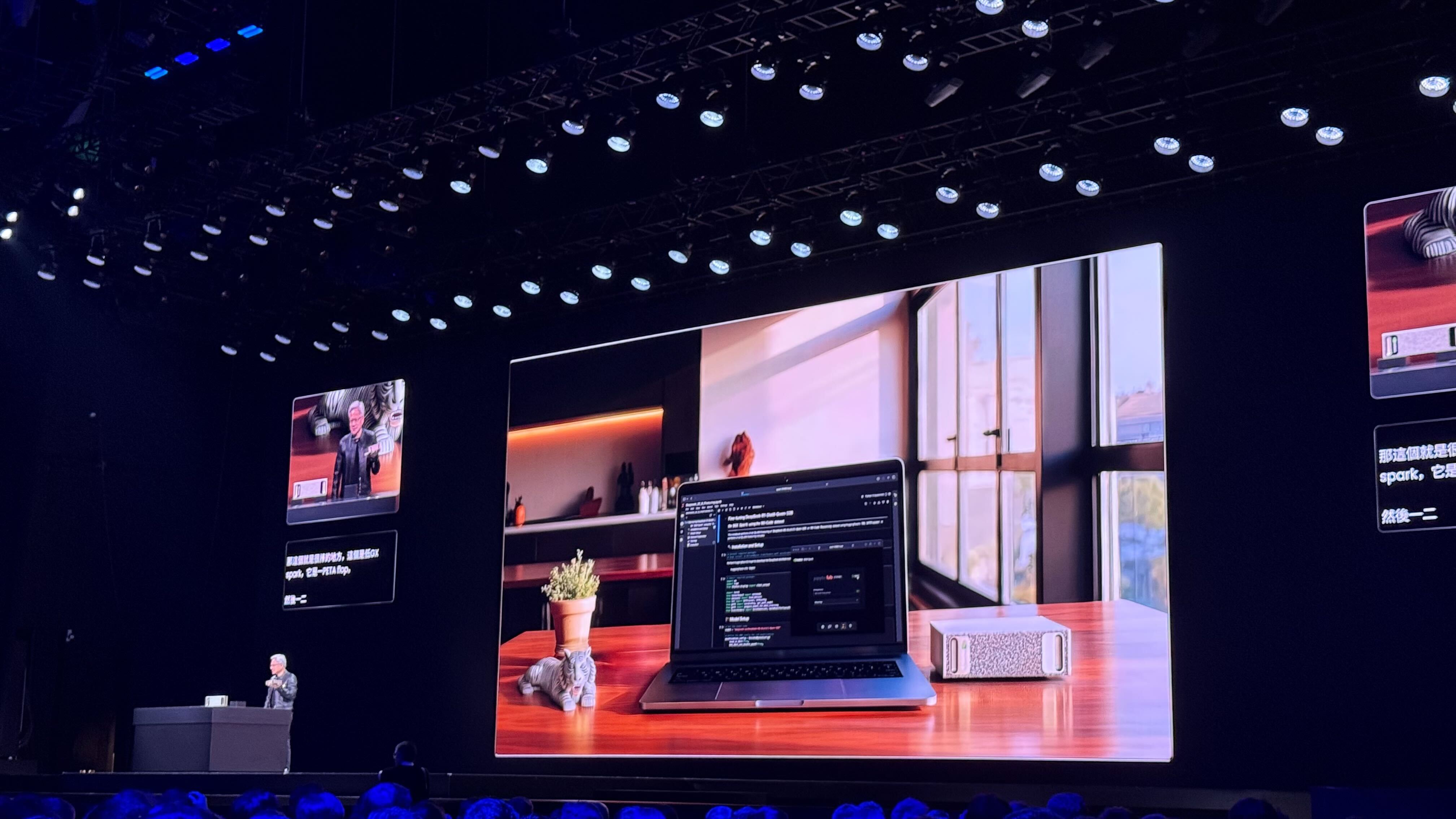 Nvidia CEO Jensen Huang on stage at the Taipei Music Center during the company's opening keynote for Computex 2025.