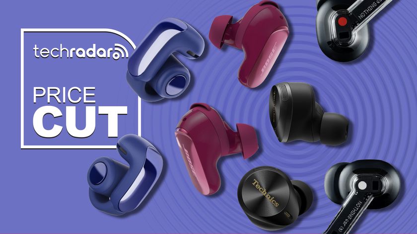 A selection of earbuds on purple TechRadar 'Price Cut' background