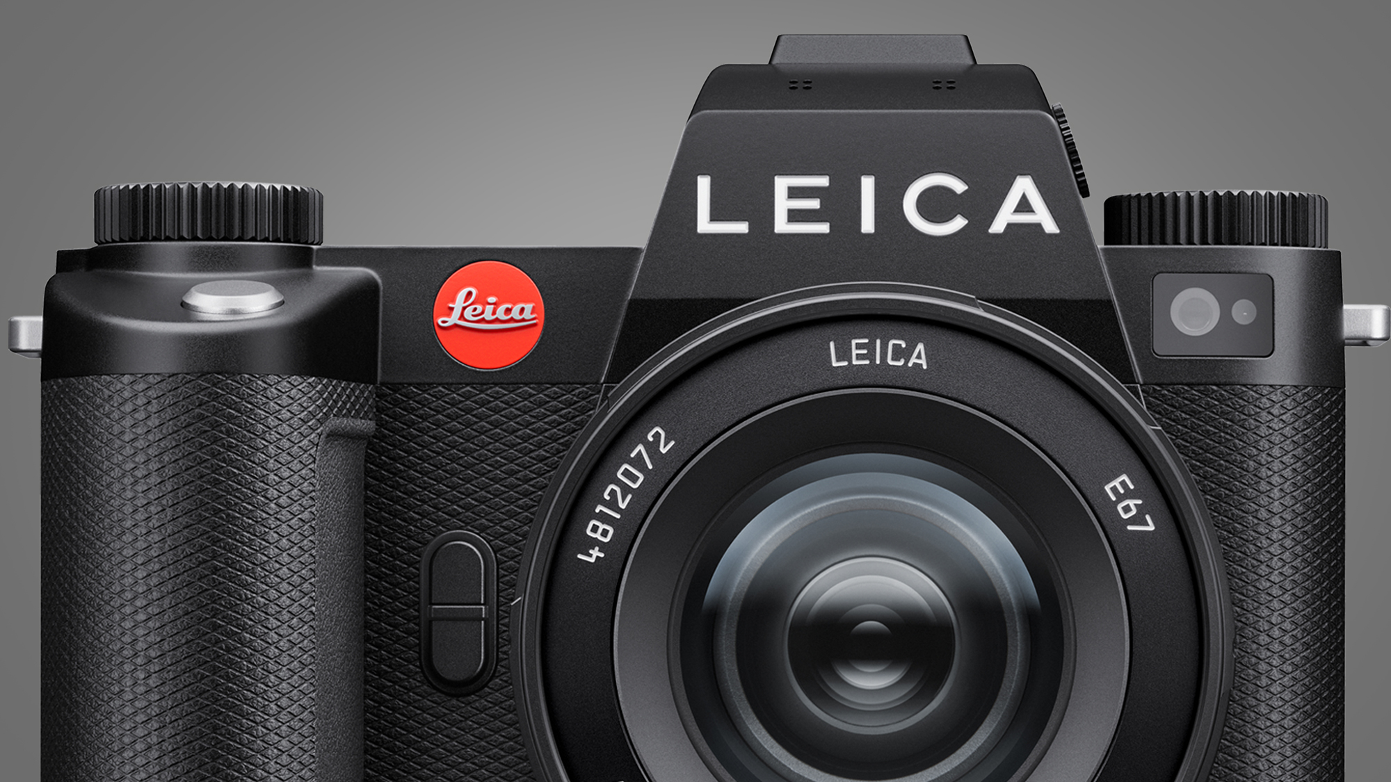 The Leica SL3 camera on a gray background