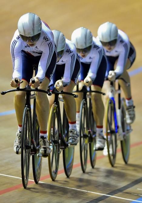 Great Britain's Team compete during the Women's team Pursuit