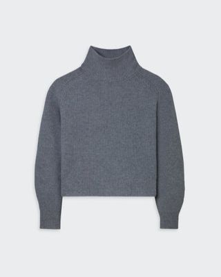 Cropped Rib Turtleneck - Charcoal