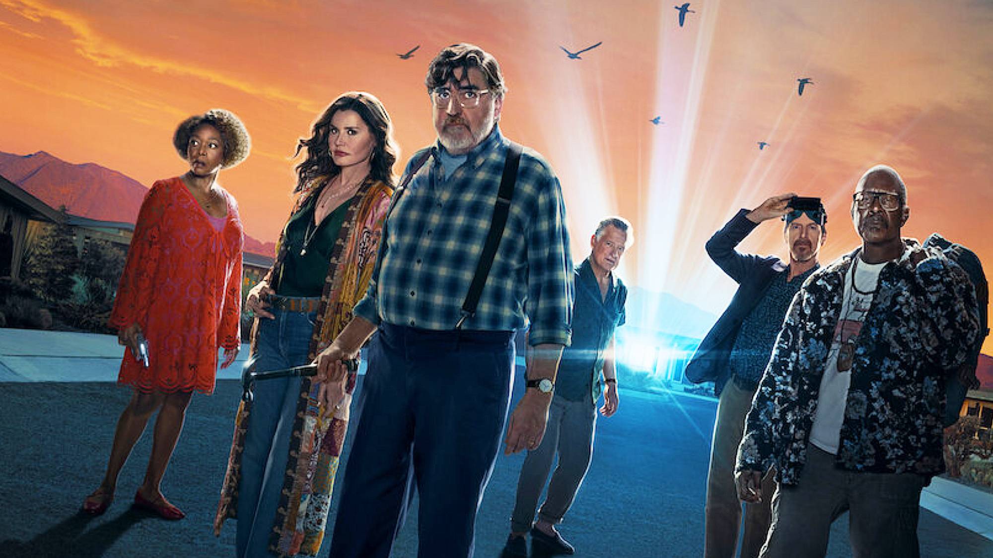 Alfre Woodard, Geena Davis, Alfred Molina, Bill Pullman, Denis O'Hare, and Clarke Peters in "The Boroughs" poster for Netflix