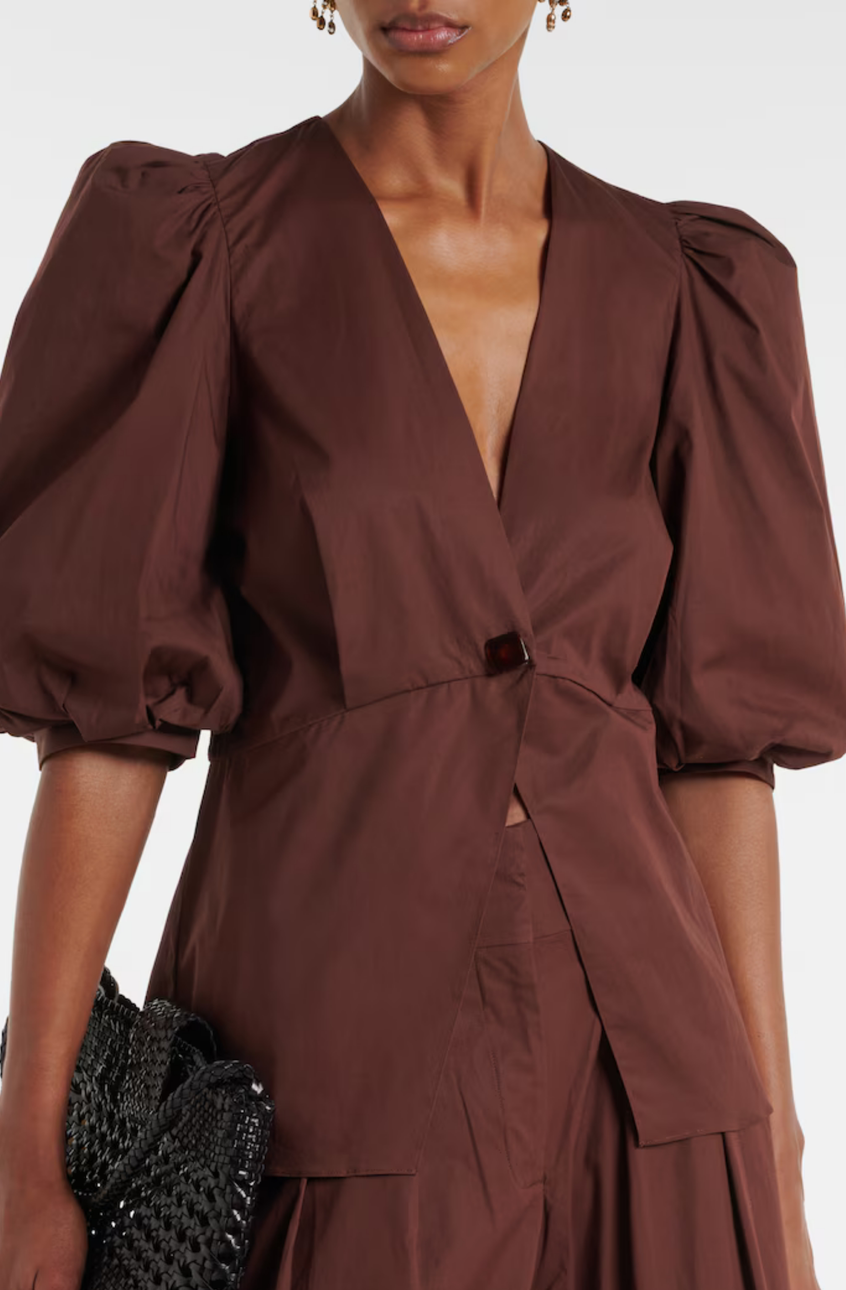 Cotton-Blend Top in Brown - Adriana Degreas