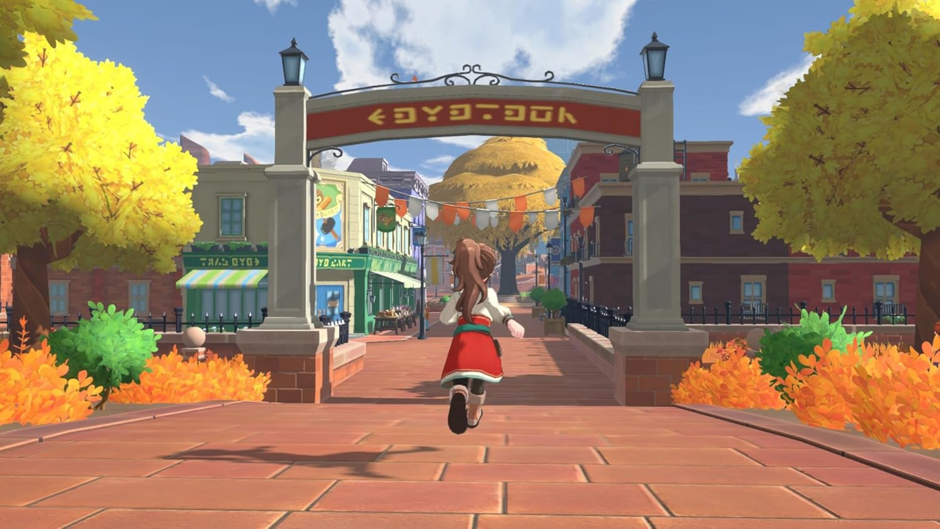 The player character entering a town in Harvest Moon Echoes of Teradea