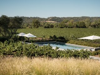 swimming pool among vineyards