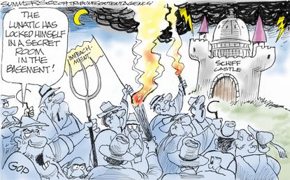 Political Cartoon U.S. Impeachment Inquiry Trump Schiff Congress