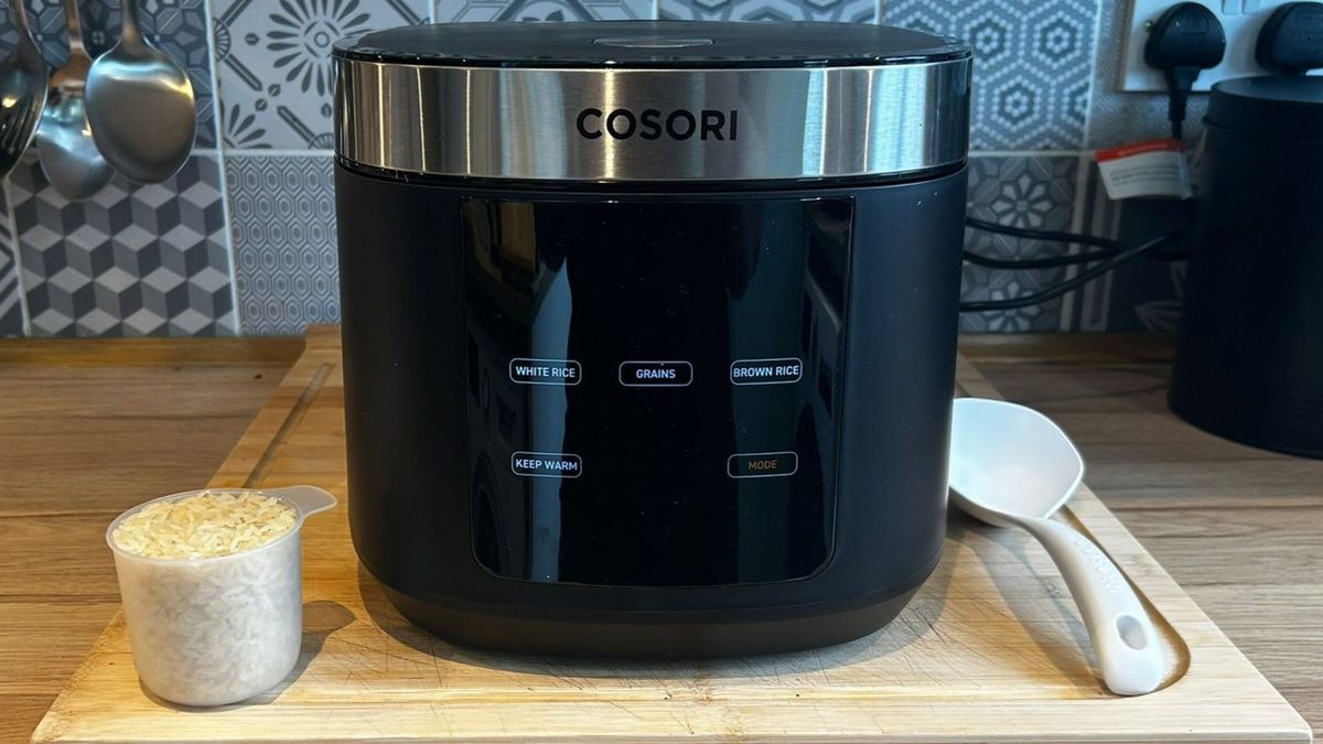 Cosori 5L Rice Cooker on kitchen counter