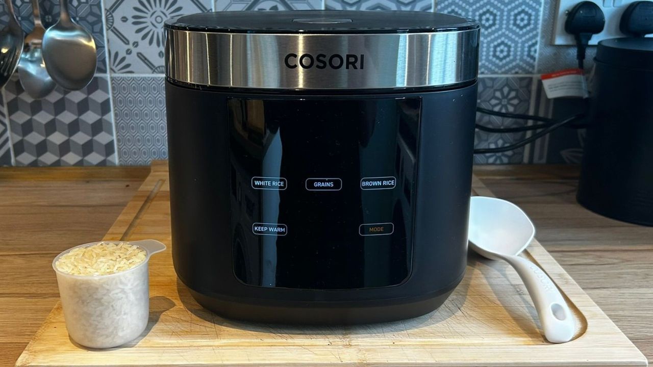 Cosori 5L Rice Cooker on kitchen counter