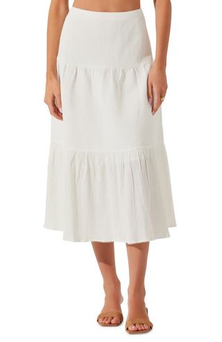 Tiered Linen 
Cotton Midi Skirt