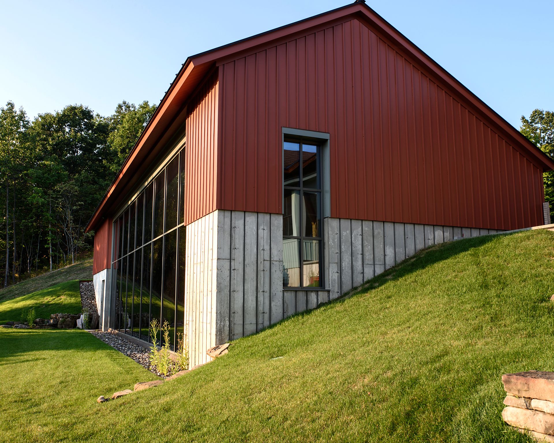 double height pool house in NY