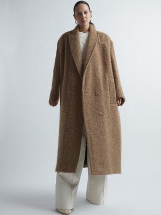 Oversized mohair and wool-blend overcoat