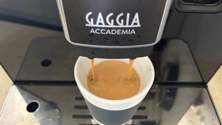 Gaggia Accademia making a cappuccino