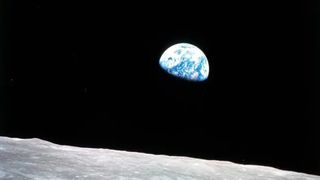 The iconic Earthrise image from the astronauts of NASA's Apollo 8 mission taken on Dec. 24, 1968.