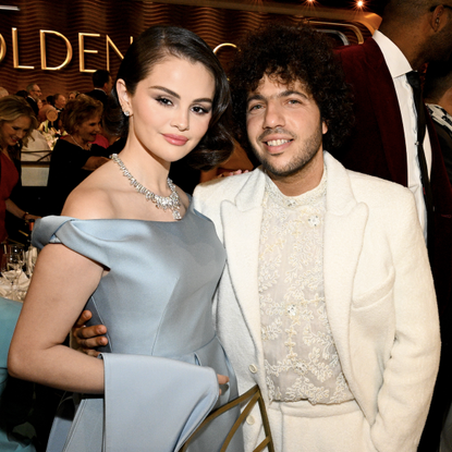 Selena Gomez, Benny Blanco during the 82nd Annual Golden Globes held at The Beverly Hilton on January 05, 2025 in Beverly Hills, California.