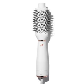 Hair brush and blow dryer combination tool.