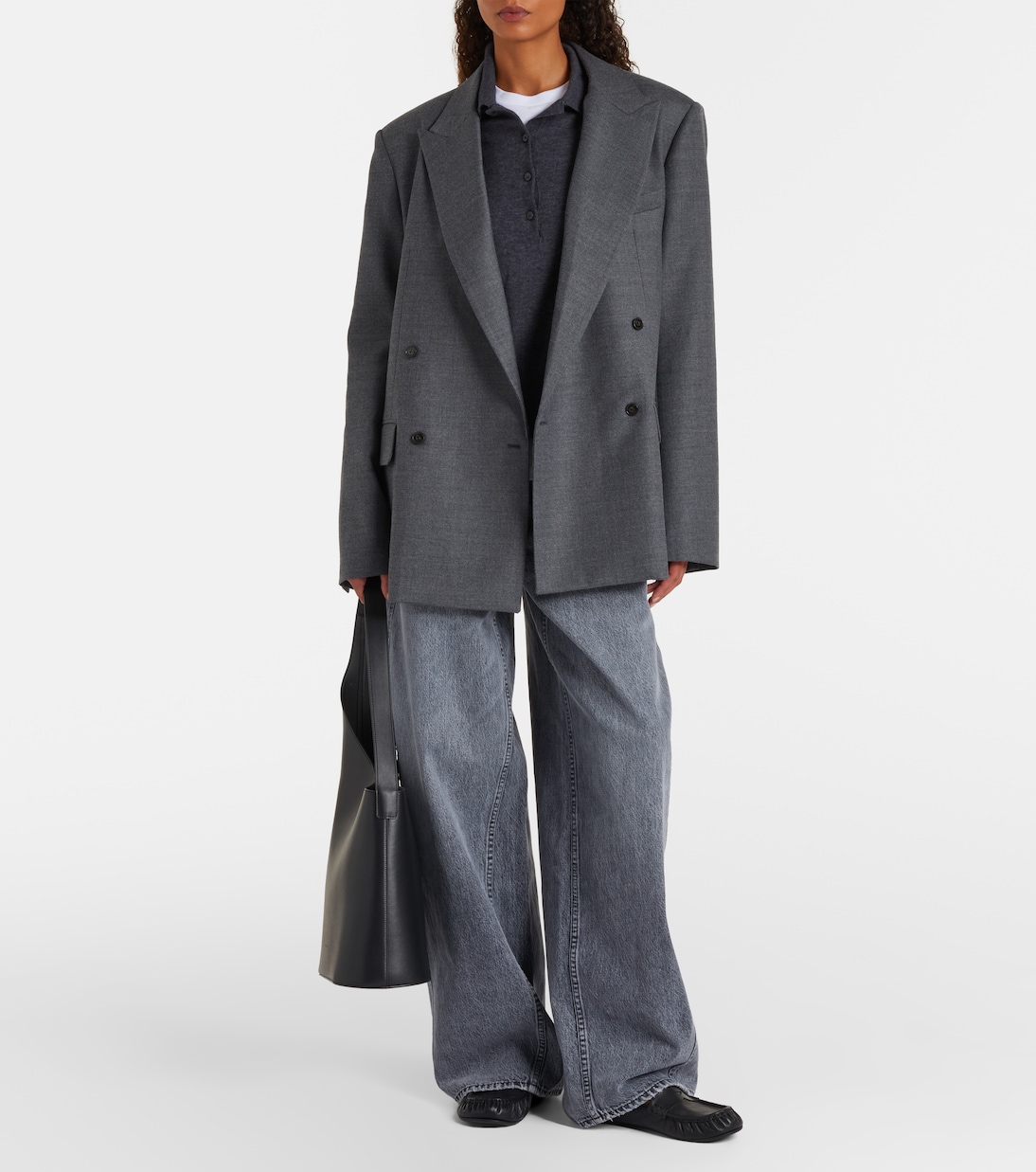 Newark Wool-Blend Blazer in Grey - the Frankie Shop