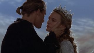 Westley and Buttercup about to kiss in The Princess Bride