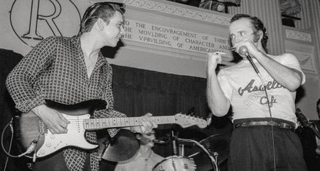 The Fabulous Thunderbirds&rsquo; Jimmie Vaughan [left] and Kim Wilson do their thing at Rockefellers in Houston circa 1984...