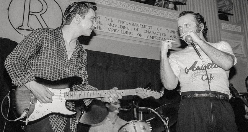 The Fabulous Thunderbirds&rsquo; Jimmie Vaughan [left] and Kim Wilson do their thing at Rockefellers in Houston circa 1984...