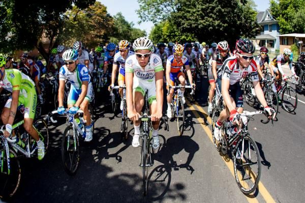 Riders roll through the neutral start in Ogden.