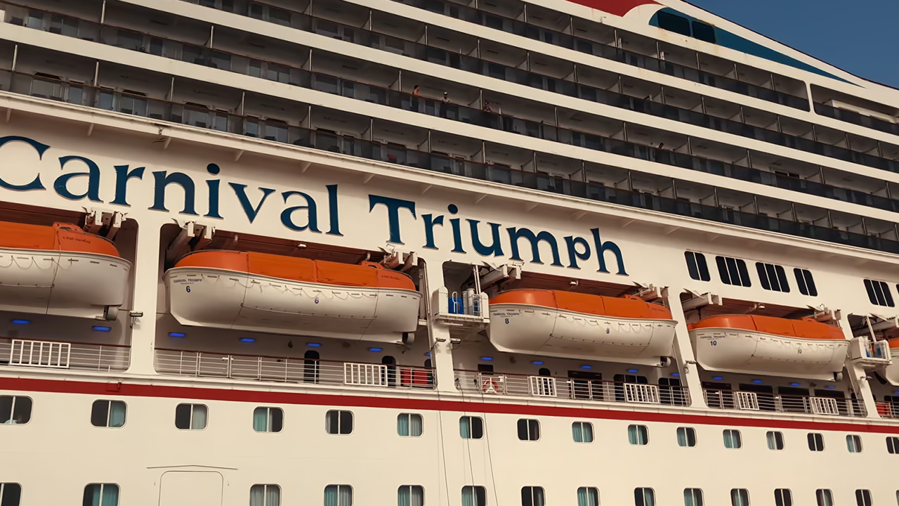 A shot of the exterior of the Carnival Triumph from Trainwreck: Poop Cruise