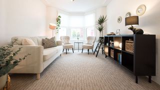 living room with clean carpet