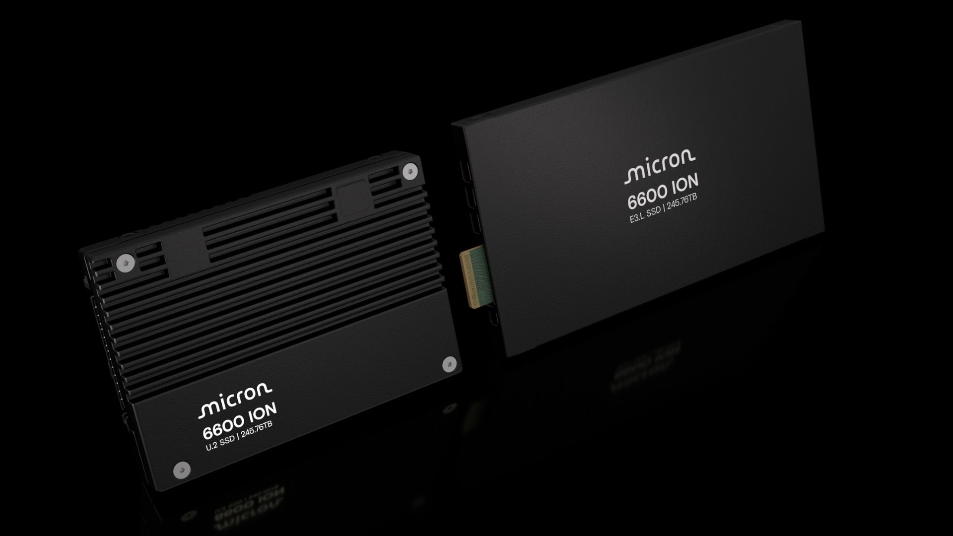 Micron's 6600 ION SSD on a black background