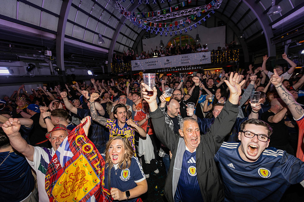 Scotland fans celebrate their side's 1-0 win over Haiti