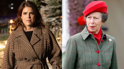Princess Eugenie's second child will impact Princess Anne. Seen here are Princesses Eugenie and Anne at different occasions
