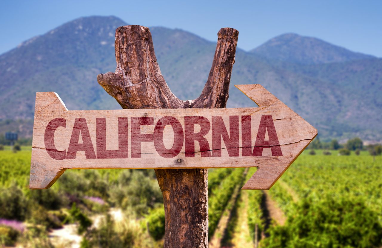 California winery direction sign