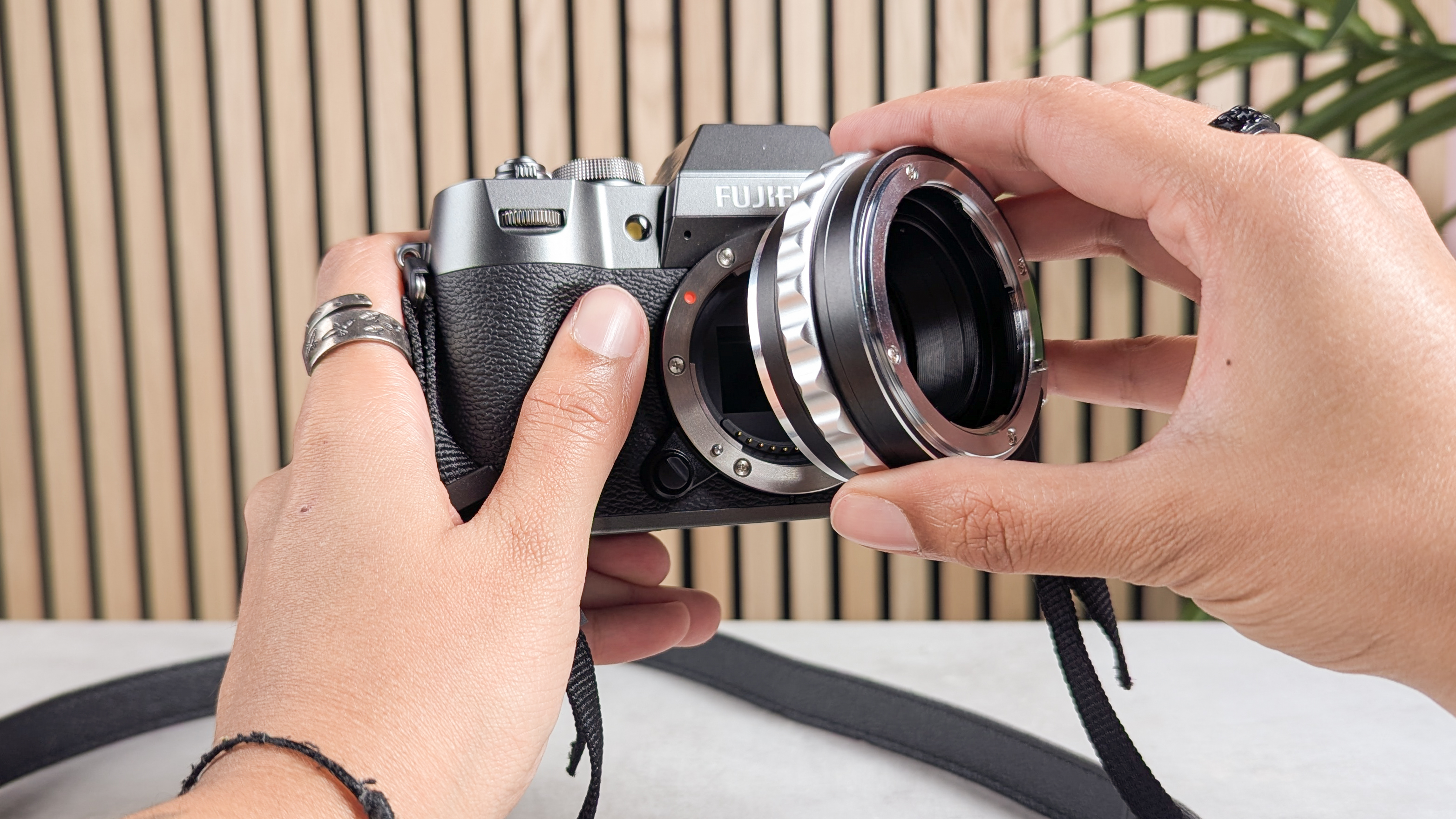 Fujifilm X-T50, a Nikkor lens and a lens adapter