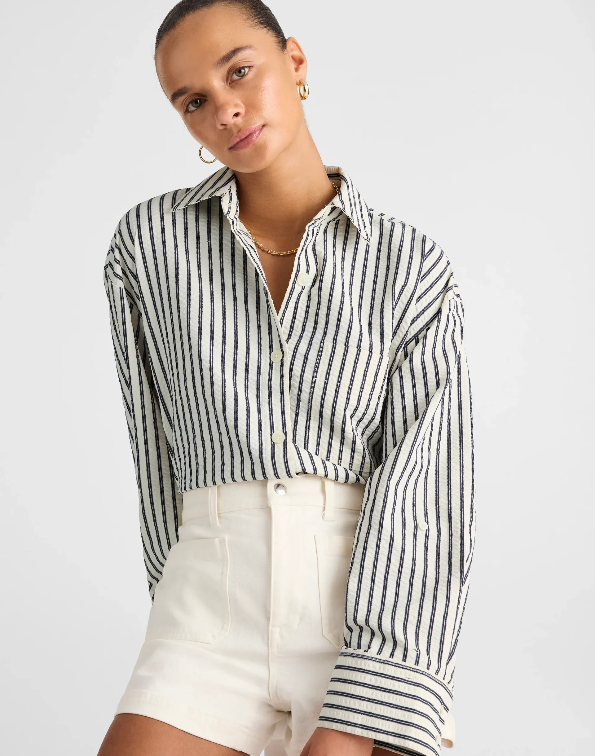 Straight-Hem Shirt in Seersucker