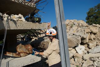 Researcher Robin Murphy studies robot-human interactions, including during disaster scenarios, like this "Disaster Buddy" helper robot.