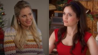 From left to right: Candace Cameron Bure in A Christmas...Present and Danica McKellar in A Royal Date fo Christmas.