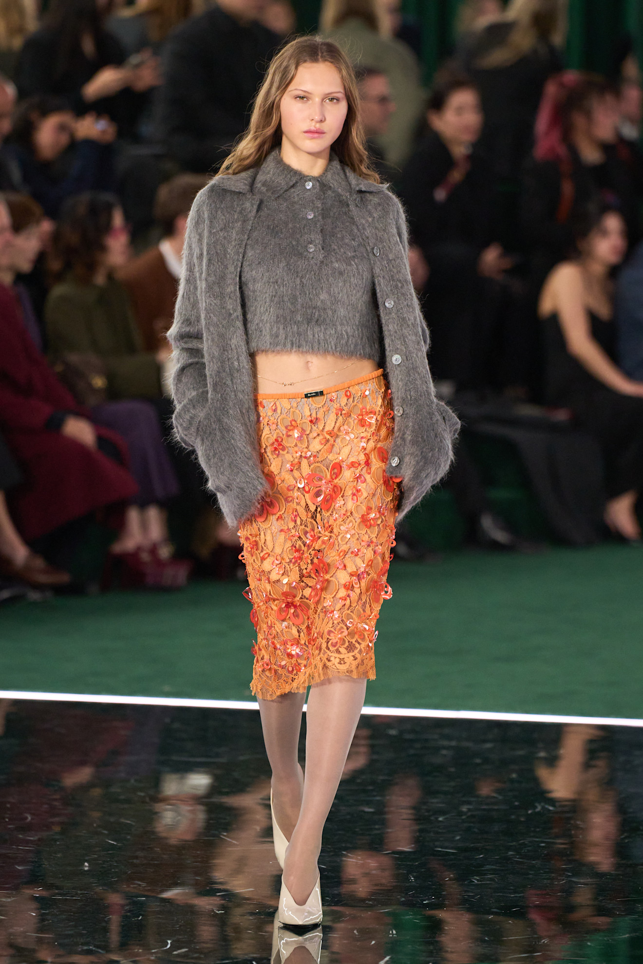 A model wore Dua Lipa&#039;s two-piece on Gucci Fall 2025