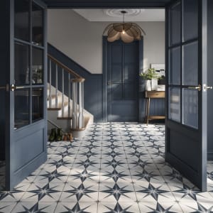 Wickes Greco Star Blue Matt Porcelain Wall &amp;amp; Floor Tile - 330 X 330mm