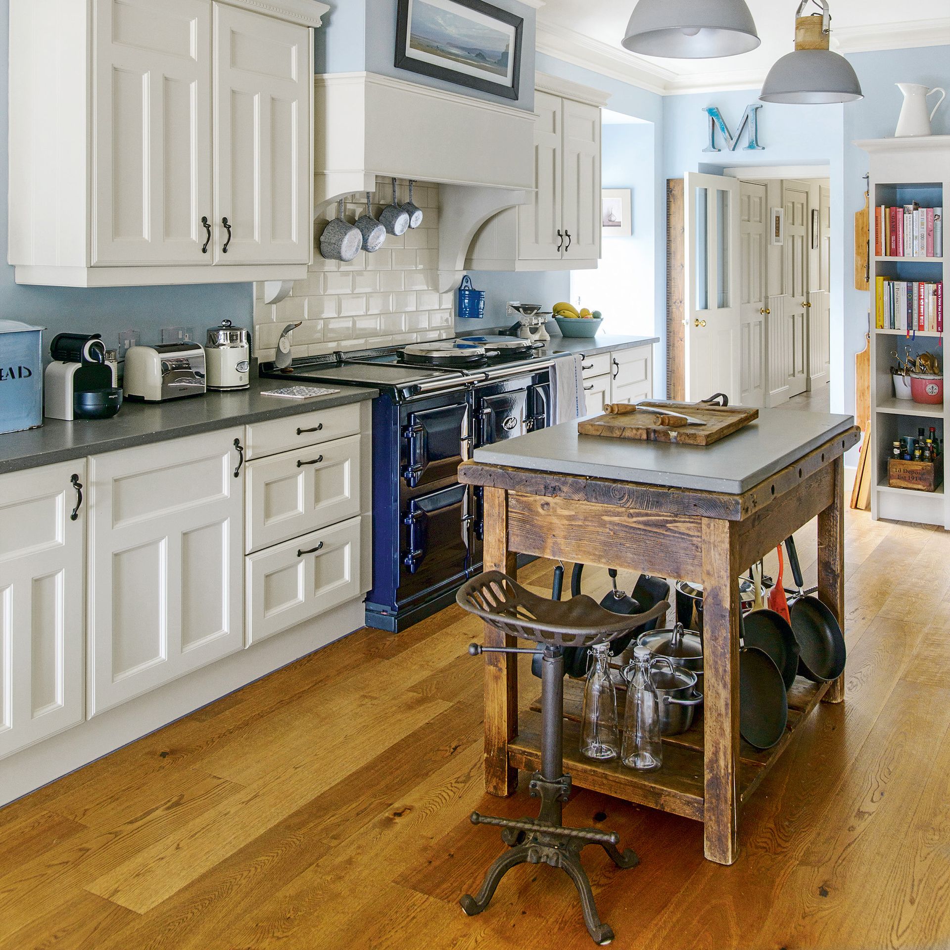 wooden butcher block in kitchen
