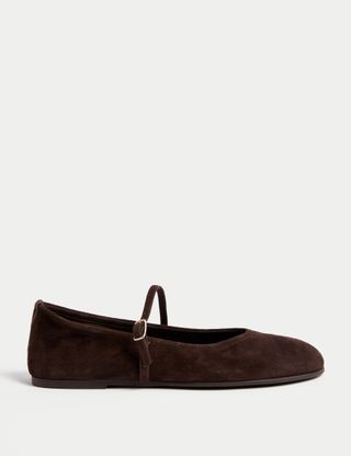 Suede Flat Mary Jane Ballet Pumps