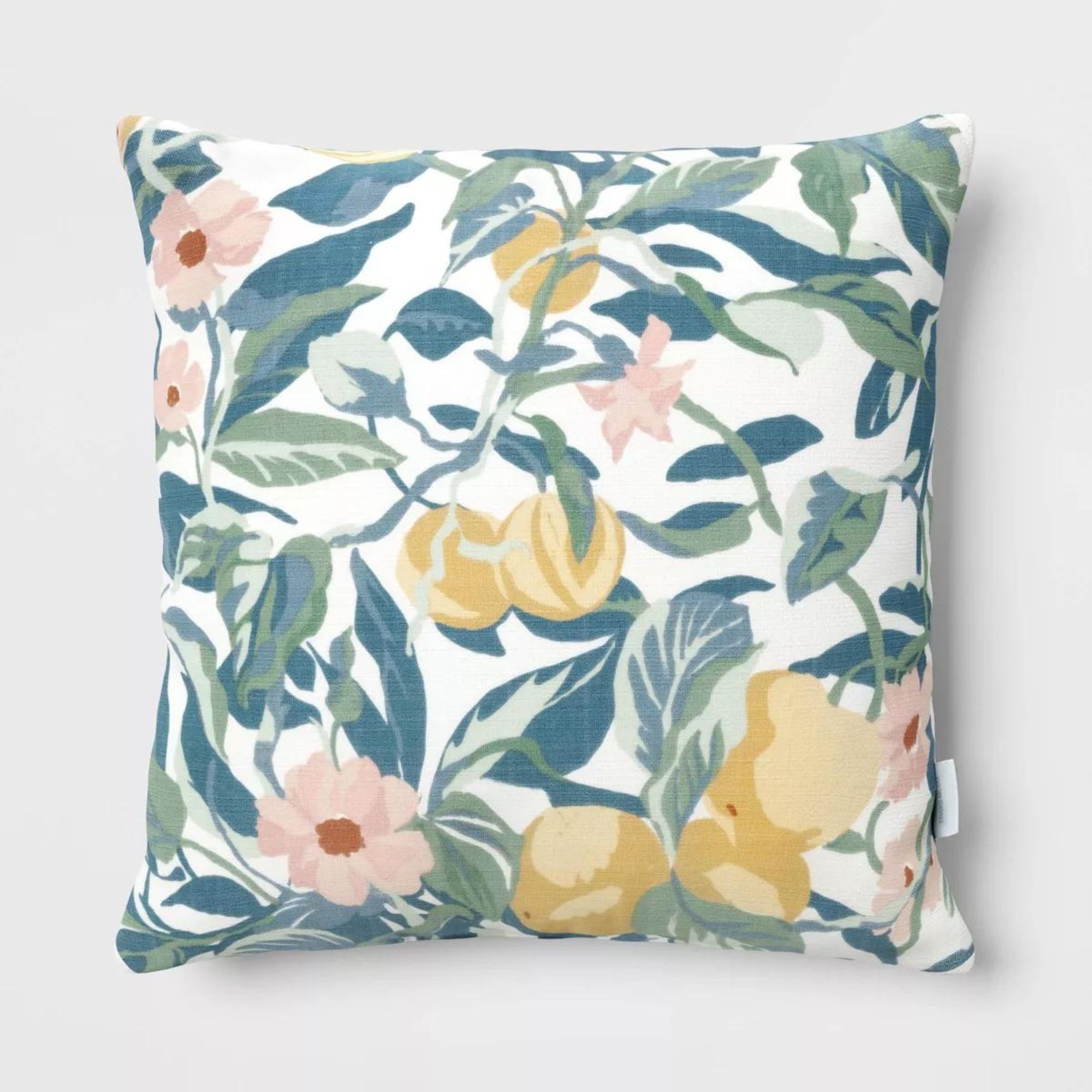 Fruit & Floral Square Indoor Outdoor Throw Pillow