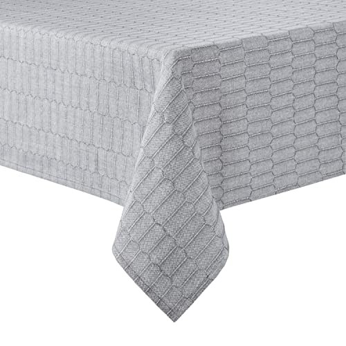 Martha Stewart Honeycomb Modern Farmhouse Tablecloth, Charcoal Grey, 60"x102"