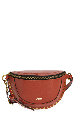 red leather belt bag