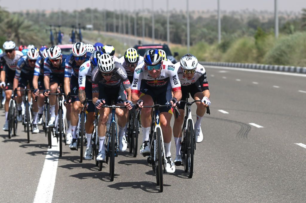 JEBEL HAFEET UNITED ARAB EMIRATES FEBRUARY 23 Ryan William Mullen of Ireland and Team Red Bull Bora Hansgrohe competes in the chase group during the 7th UAE Tour Stage 7 a 176km stage from Al Ain Hazza Bin Zayed Stadium to Jebel Hafeet 1031m UCIWWT on February 23 2025 in Jebel Hafeet United Arab Emirates Photo by Dario BelingheriGetty Images